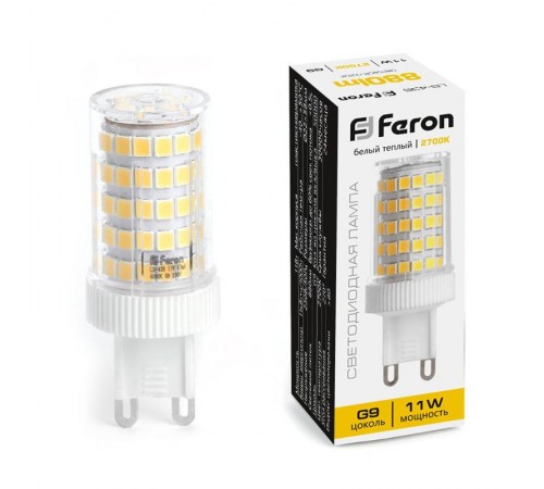 Лампа светодиодная, (11W) 230V G9 2700K JCD, LB-435  38149  FERON