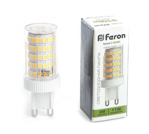 Лампа светодиодная, (11W) 230V G9 4000K JCD, LB-435  38150  FERON