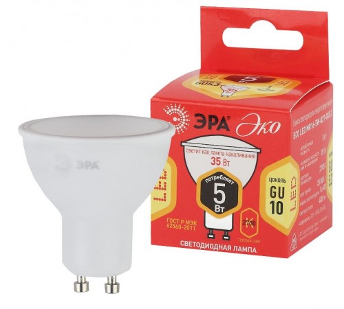 Лампа светодиодная RED LINE ECO LED MR16-5W-827-GU10  Б0019062  ЭРА