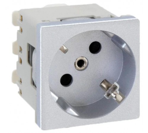 Simon Connect Розетка с/з 2P+E, модуль К45, винтовой зажим,16А, 250В, алюминий  K01-8  Simon