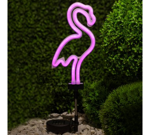 Cветильник садовый декоративный неоновый Фламинго ERASF012-30 на солнечной батарее  Б0044238  ЭРА