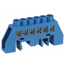 Шина  NO-224-109 N ноль в комбинированном изоляторе на DIN-рейку ШНИ-8х12-6-Д-синий  Б0062914  ЭРА