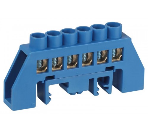 Шина  NO-224-109 N ноль в комбинированном изоляторе на DIN-рейку ШНИ-8х12-6-Д-синий  Б0062914  ЭРА