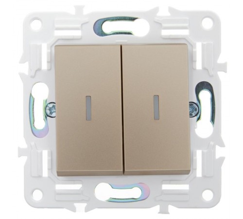 SKANDY Выключатель 2-клавишный проходной с индикацией 10А SK-V10Sa песочный  SK-V22-1-10-K98  IEK