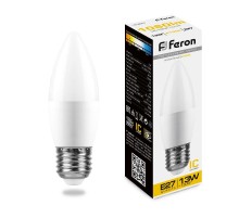 Лампа светодиодная, (13W) 230V E27 2700K С37, LB-970  38110  FERON