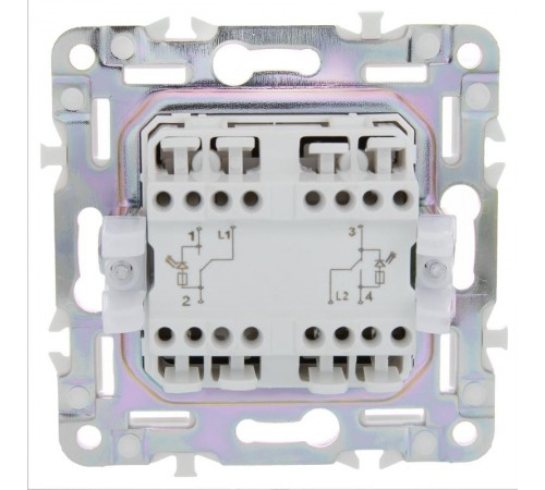 SKANDY Выключатель 2-клавишный проходной с индикацией 10А SK-V10Sa песочный  SK-V22-1-10-K98  IEK