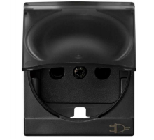 Simon 82 Накладка с защитными шторками и крышкой на розетку с заземляющим контактом, S82C, графит  82090-58  Simon