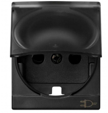 Simon 82 Накладка с защитными шторками и крышкой на розетку с заземляющим контактом, S82C, графит  82090-58  Simon