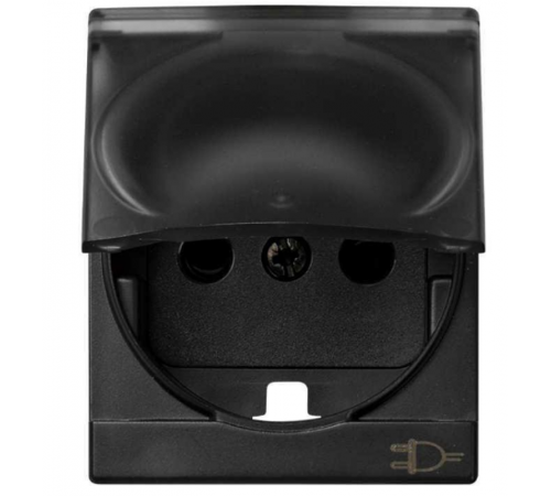 Simon 82 Накладка с защитными шторками и крышкой на розетку с заземляющим контактом, S82C, графит  82090-58  Simon