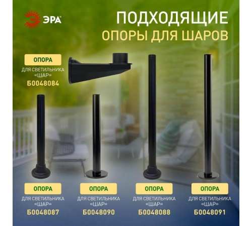 Светильник садово-парковый НТУ 02-60-251 без опоры, шар белый призма D=250 mm  Б0048044  ЭРА