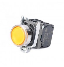 Кнопка SB4 с подсветкой в сборе модульная 22мм желтая металл 24ВDC 1НО+1НЗ  SB4BW35B5  SE