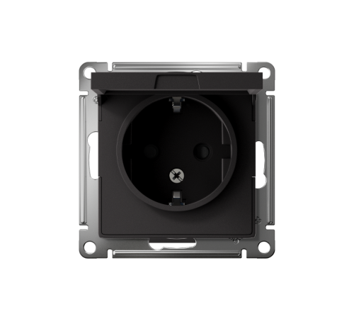 AtlasDesign Карбон Розетка с заземлением, со шторками, с крышкой, 16А, механизм  ATN001046  SE