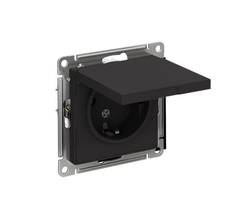 AtlasDesign Карбон Розетка с заземлением, со шторками, с крышкой, 16А, механизм  ATN001046  SE