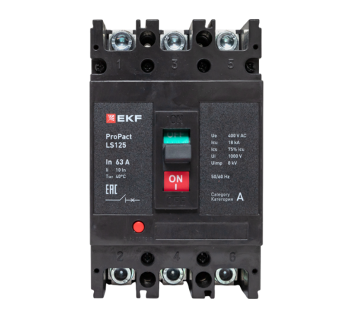 Выключатель автоматический LS125 18кА 3P 63А ProPact  mccb-125-18-3-63-ls  EKF