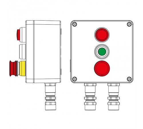 Взрывозащищенный пост управления из алюминия CPE-A-17-(1xLR(220)-1xP1G(11)-1xP3E(11))-2xKA2MHK(C)1Ex d e IIC Т5 Gb / Ex tb IIICT95°C Db IP66  2201.17