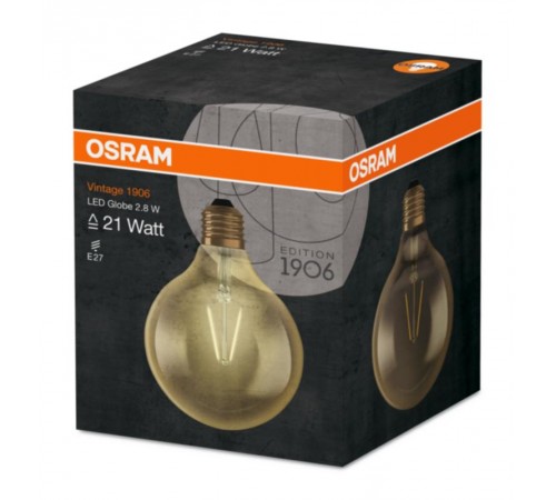 Лампа светодиодная 1906LEDGLOBE2,5W/824230VFILGDE274X1  4058075808980  OSRAM