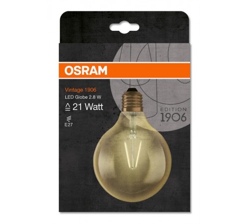 Лампа светодиодная 1906LEDGLOBE2,5W/824230VFILGDE274X1  4058075808980  OSRAM