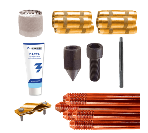 Комплект контура заземления EZ - 15 (15 метров, 14 мм, 10 х 1500 мм) с насадкой SDS-max90013Ezetek