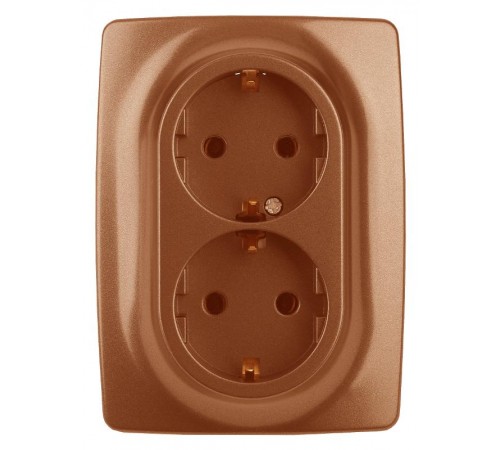 12-2106-14  Розетка 2-ая с заземлением, 16A-250В, IP20, Эра12, медь  Б0031236  ЭРА