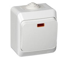Этюд Белый О/У Выключатель 1-клавишный с подсветкой IP44  BA10-045B  SE