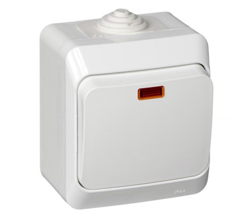 Этюд Белый О/У Выключатель 1-клавишный с подсветкой IP44  BA10-045B  SE