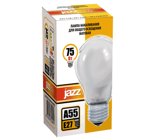Лампа накаливания ЛОН  75Вт Е27 240В A55 frosted (БМТ 230-75-5)  3320492  Jazzway