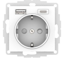 AtlasDesign Лотос Розетка 16А с 2 USB A+C, 5В/2,4А/3,0А, 2х5В/1,5А, механизм  ATN001332  SE