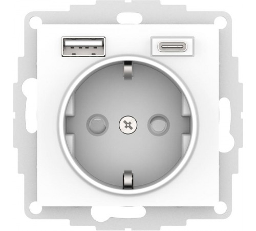 AtlasDesign Лотос Розетка 16А с 2 USB A+C, 5В/2,4А/3,0А, 2х5В/1,5А, механизм  ATN001332  SE