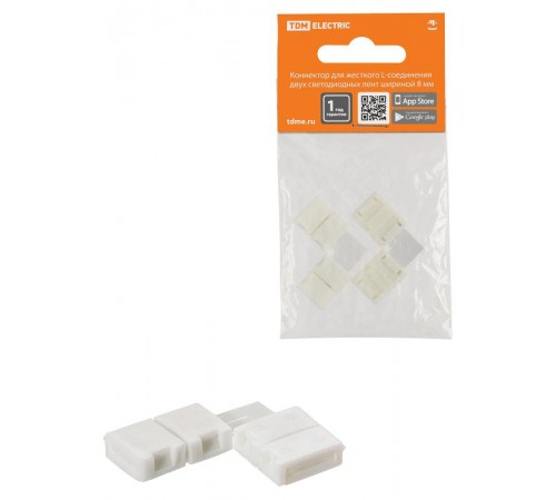 Коннектор для жесткого L-соединения двух светодиодных лент шириной 8 мм, (уп. 2 шт)  SQ0331-0411  TDM