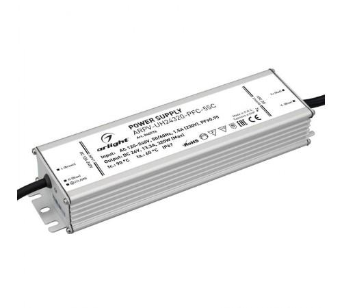 Блок питания ARPV-UH24320-PFC-55C (24V, 13.3A, 320W) (Arlight, IP67 Металл, 5 лет)  040976  Arlight