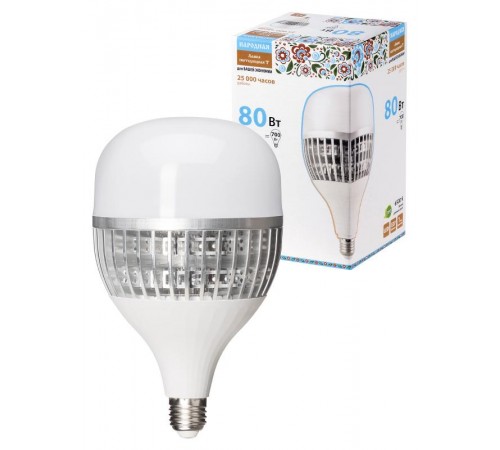 Лампа светодиодная T-80 Вт-230 В-6500 К-E27 (130x223 мм) НАРОДНАЯ  SQ0340-1651  TDM