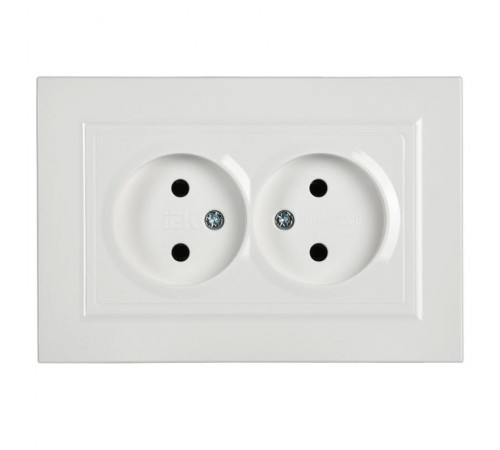 BRITE Розетка 2-ая без заземления без шторок10А в сборе РС12-2-БрБ белый  BR-R20-10-K01-F  IEK