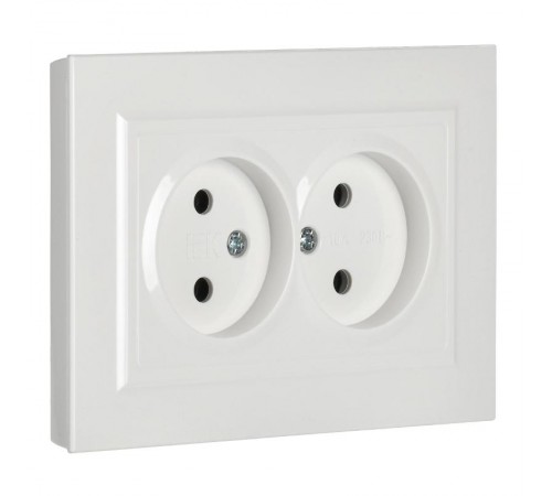 BRITE Розетка 2-ая без заземления без шторок10А в сборе РС12-2-БрБ белый  BR-R20-10-K01-F  IEK