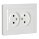 BRITE Розетка 2-ая без заземления без шторок10А в сборе РС12-2-БрБ белый  BR-R20-10-K01-F  IEK