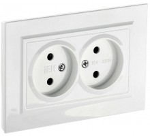 BRITE Розетка 2-ая без заземления без шторок10А в сборе РС12-2-БрБ белый  BR-R20-10-K01-F  IEK