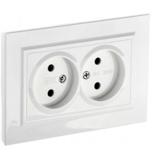 BRITE Розетка 2-ая без заземления без шторок10А в сборе РС12-2-БрБ белый  BR-R20-10-K01-F  IEK