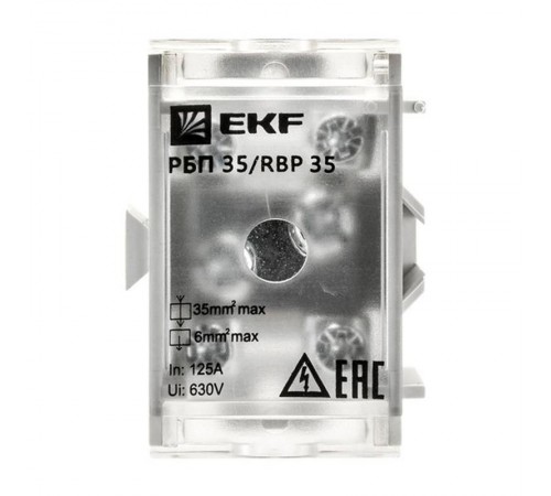 Блок распределительный проходной РБП 35 (1х35 - 4х6 мм2) 125/50 А EKF PROxima  RBP-35-50  EKF