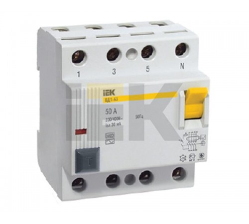 Выключатель дифференциальный (УЗО) ВД1-63 4п 80А 300мА тип AC  MDV10-4-080-300  IEK