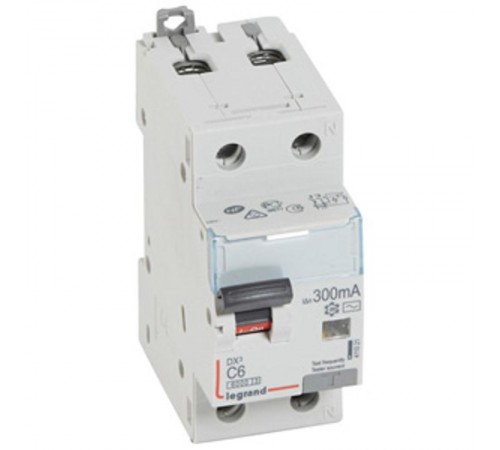 Выключатель автоматический дифференциального тока DX3 6000 1п+N 6А С 300мА тип AС  411021  Legrand