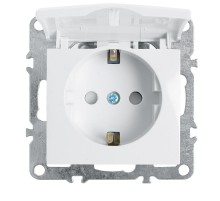 PST16-9112-01 Розетка 1-местная с/з с крышкой (механизм), 250В,16А, серия Эрна, белый  39319  STEKKER