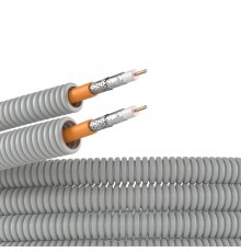 Электротруба ПВХ гибкая гофрированная д. 20 мм, цвет серый, с коаксиальным кабелем SAT нг(А)-HF, 100 м  9VE920100  DKC