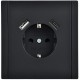 FORTE&PIANO Розетка с заземлением, со шторками в/к 16А USB A+C 18Вт FP147 черный  FP-R14-16-U22-018-K02  IEK