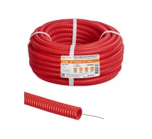 Труба гофрированная ПНД d 16 с зондом (25 м) легкая 350Н красная  SQ0413-2531  TDM