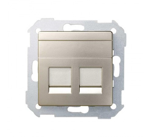 Simon 82 Адаптер со шторками на 2 коннектора UTP (RJ45), FTP (RJ45), RJ12, AMP, S82, S82N, шампань  82006-34  Simon