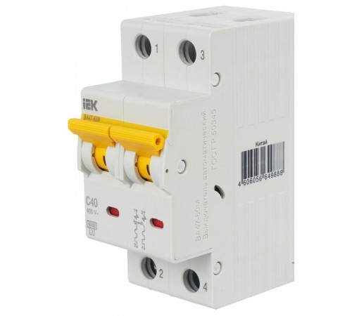 Выключатель автоматический двухполюсный ВА47-60M 2Р 40А 6кА С KARAT  MVA31-2-040-C  IEK