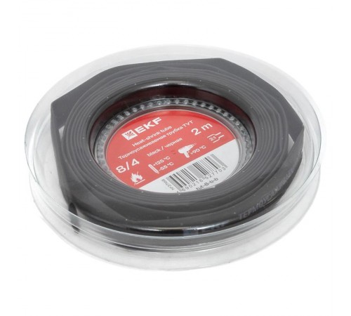 Термоусаживаемая трубка ТУТ нг 8/4 черная ролик 2 м tut-8-b-bEKF