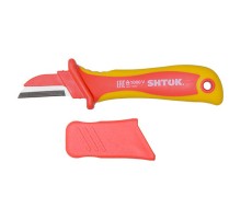 Нож для снятия изоляции с частично изолированным лезвием 1000В VDE, SHTOK  376545  КЭАЗ