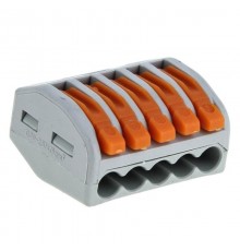 Строительно-монтажная клемма СМК 222-415 с рычагом 5 отверстий 0,08-2,5мм2  (100шт.) EKF PROxima  plc-smk-415  EKF