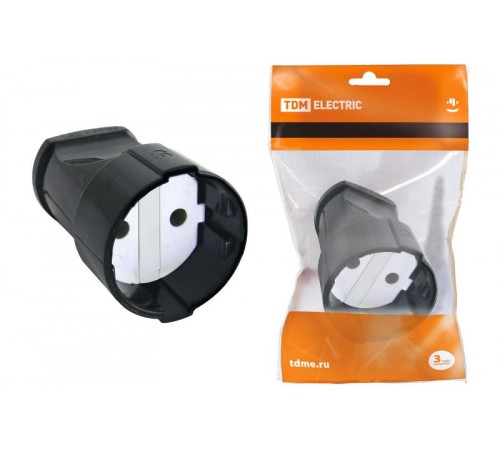 Кабельная розетка 2П б/з 10А 250B черная  SQ1806-0130  TDM