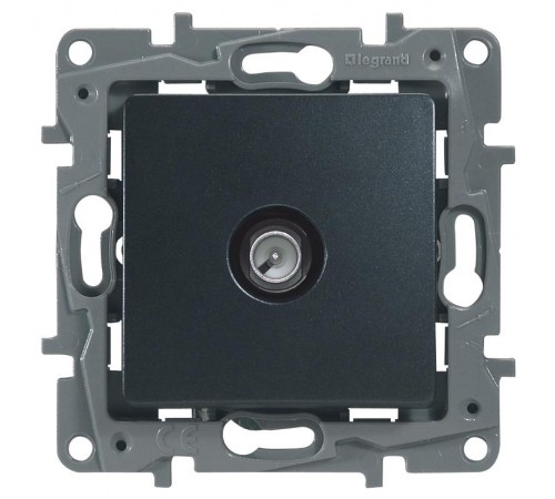 Etika Антрацит Розетка TV проходная, 15дБ  672663  Legrand